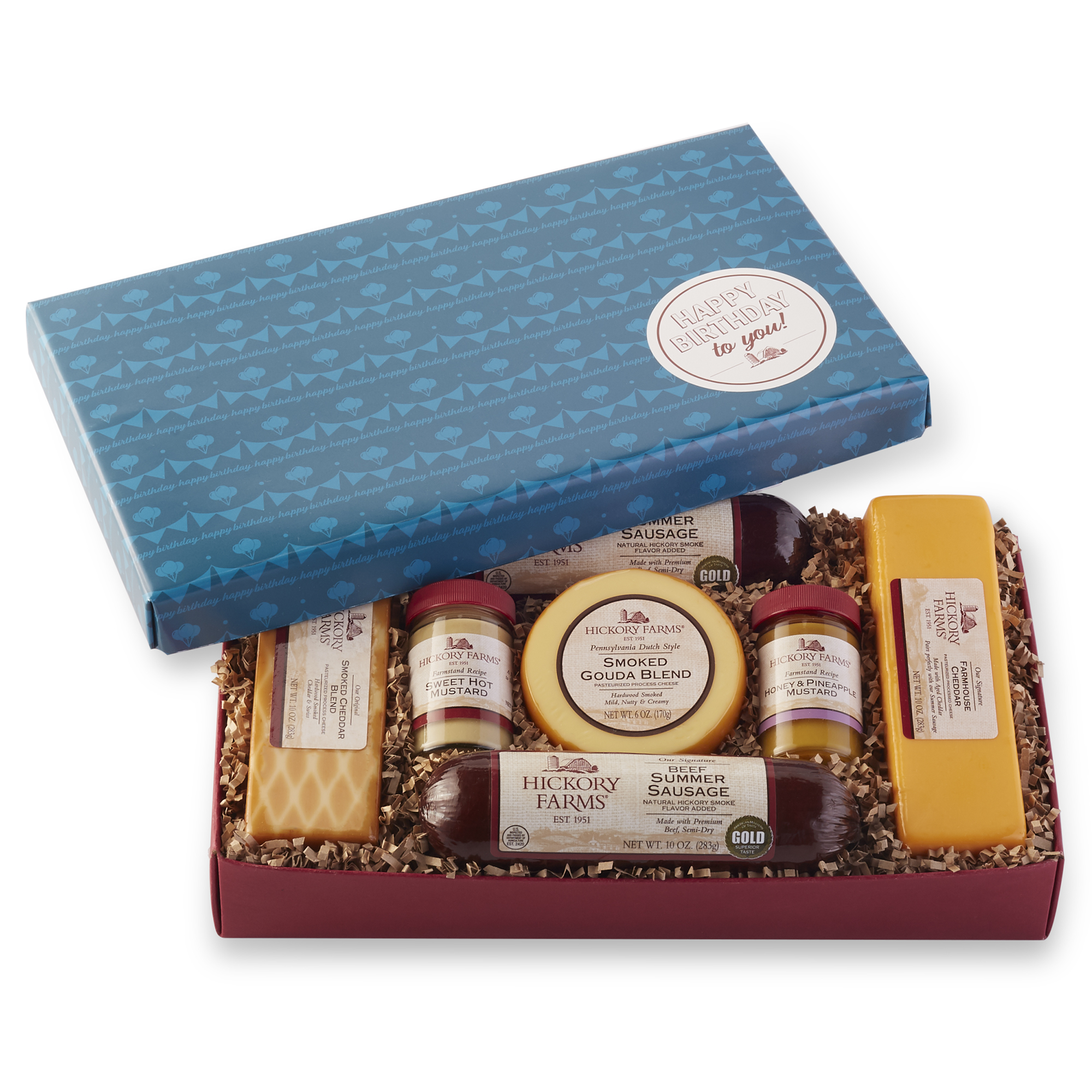 Sausage and Cheese Gift Box with Happy Birthday Lid