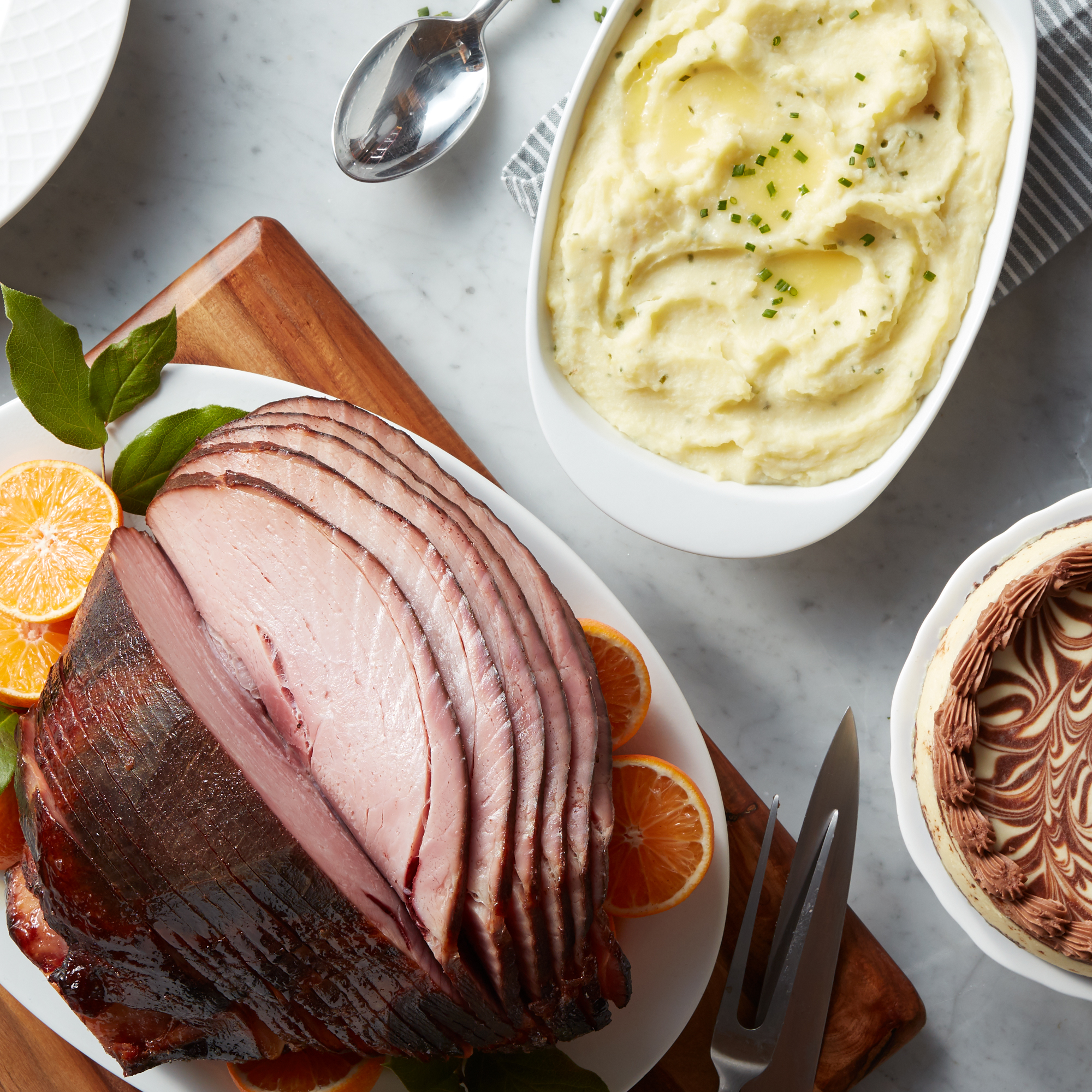 Premium Ham Dinner - ham, mashed potatoes, cheesecake