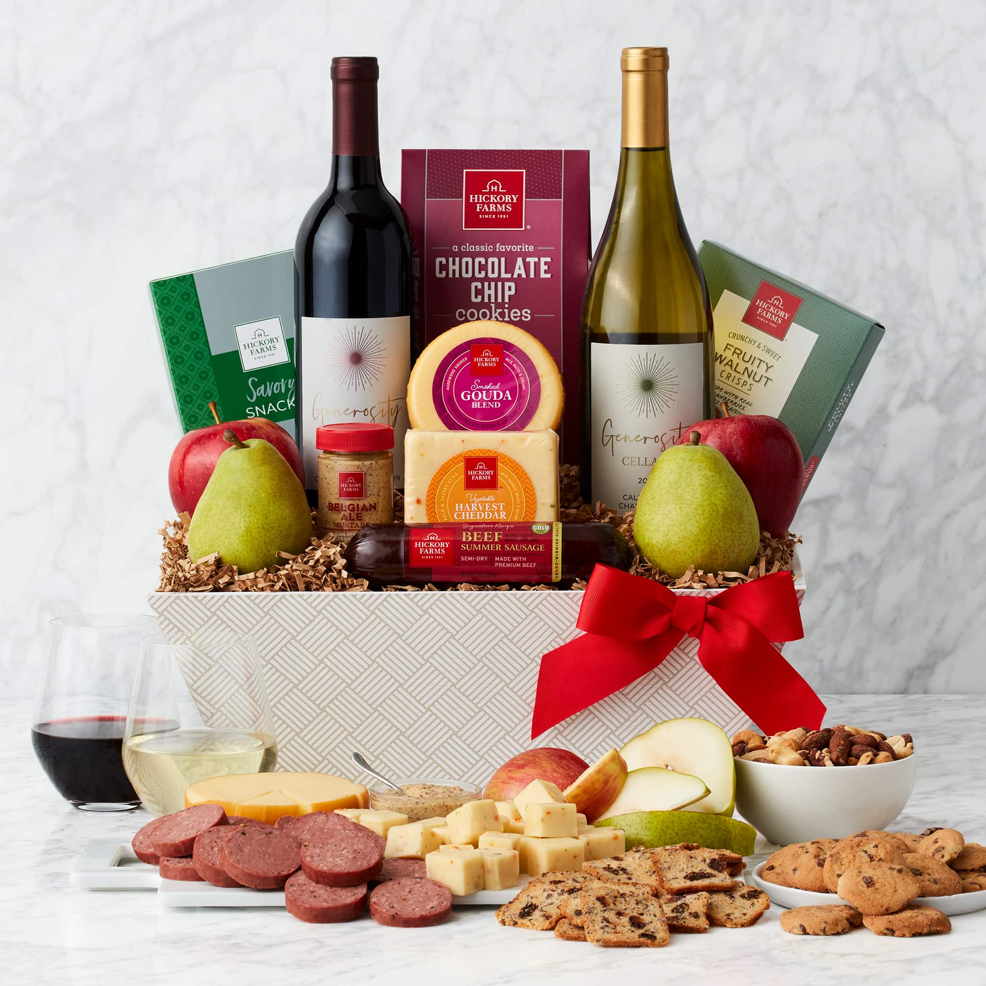 Deluxe Fruit & Wine Gift Basket Alternate View Light Background