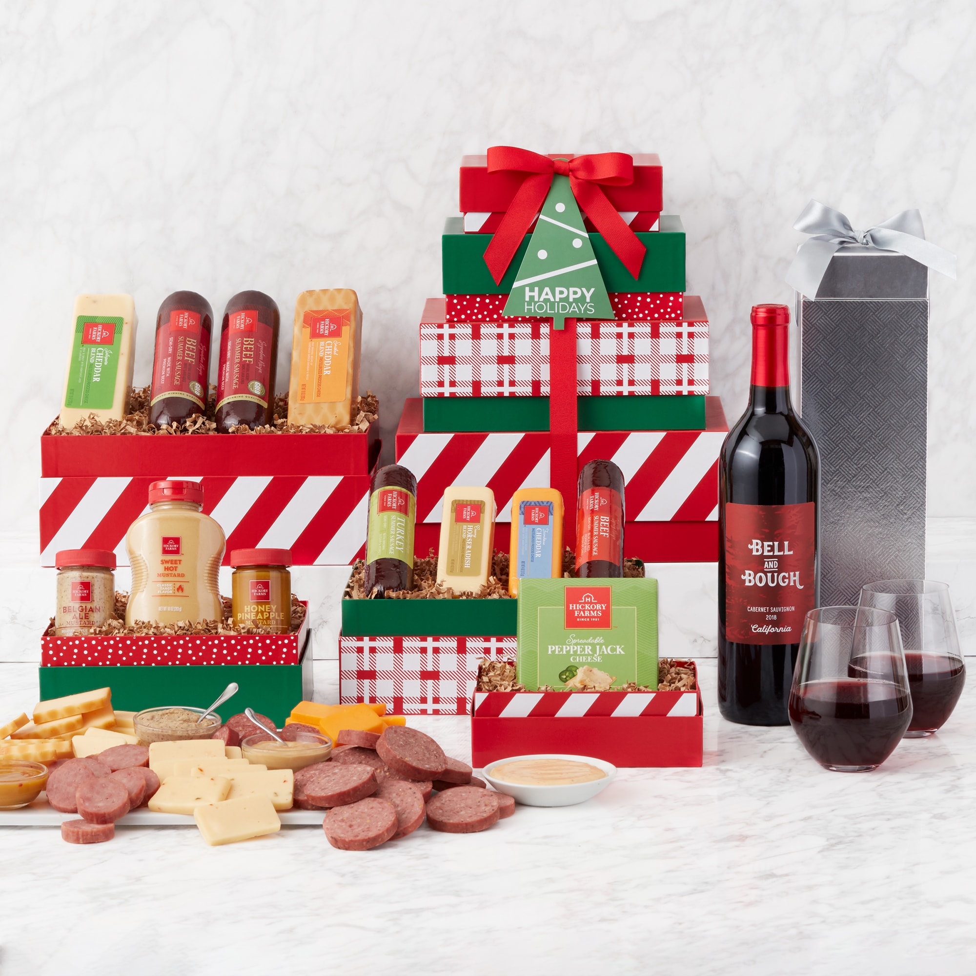 Father's Day Meat & Cheese Gift Tower with Wine
