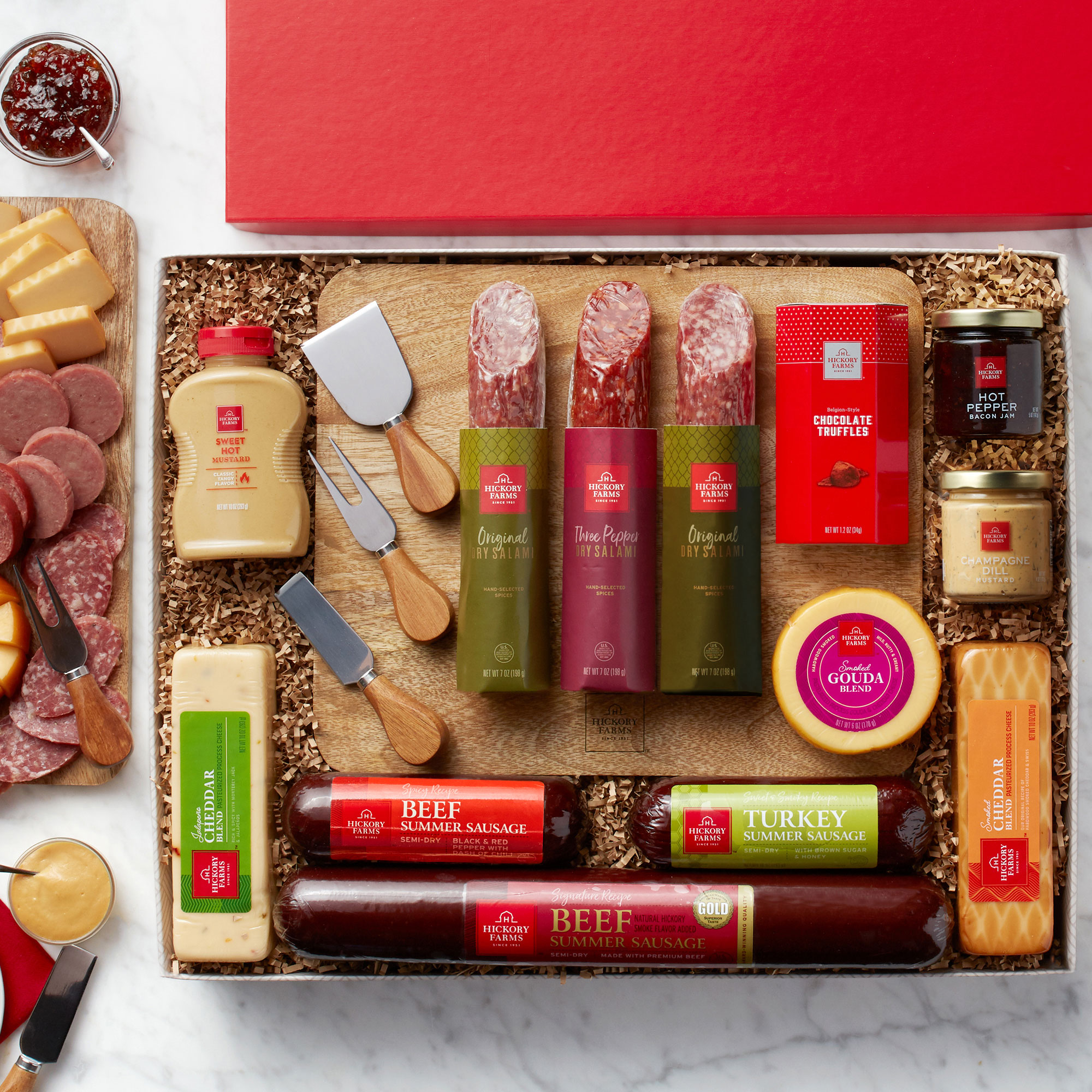 Meat & Cheese with Nuts Gift Box | Charcuterie Gift Box with Chocolate | Hickory Farms