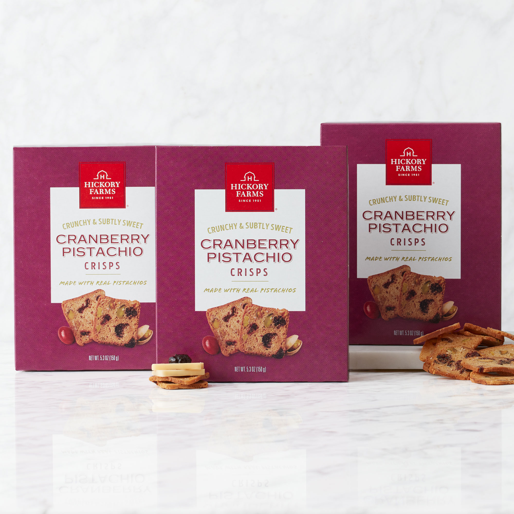 Crafted with real cranberries and pistachios, these crispy crackers are the perfect blend of sweet and salty. 