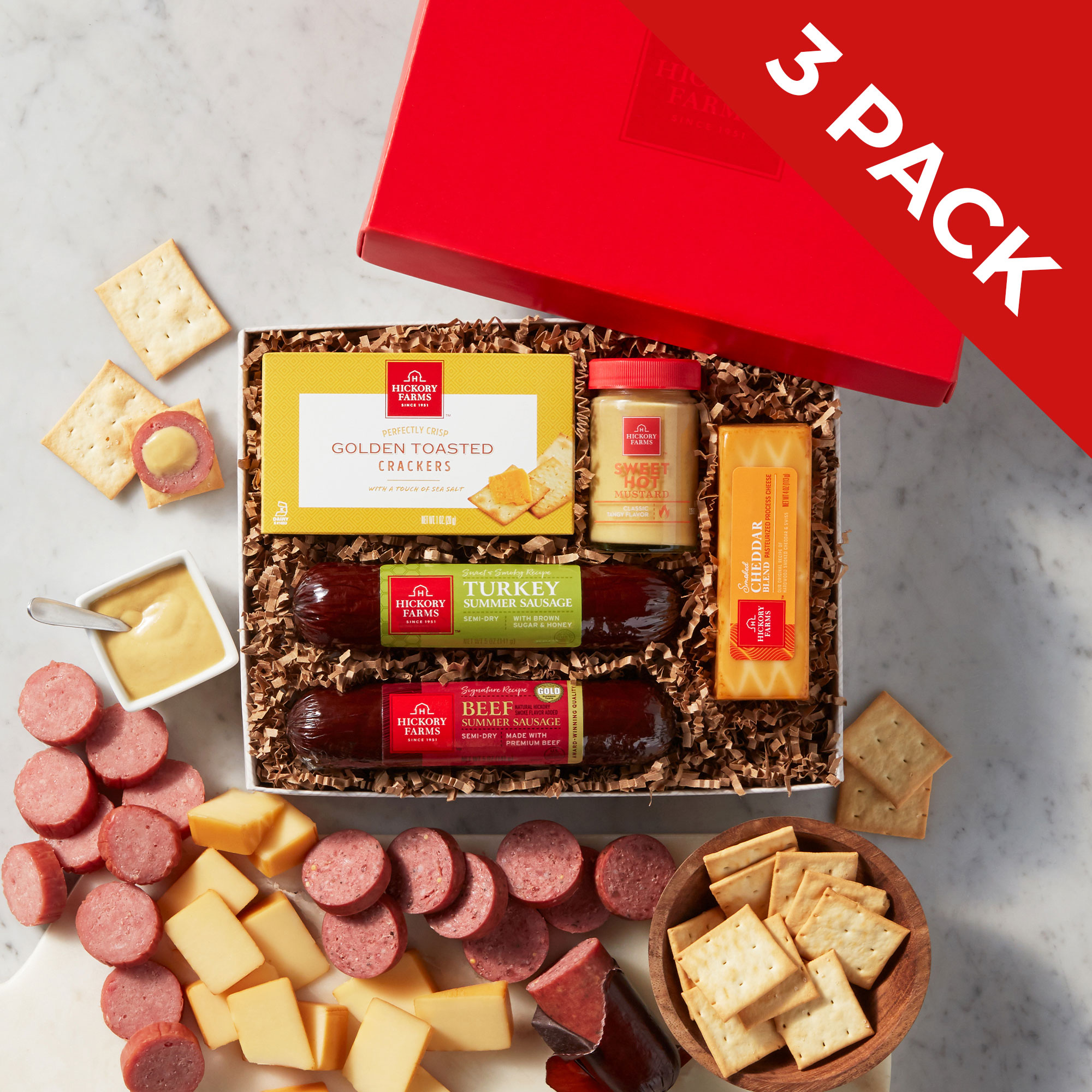 This item is a three-pack of our Classic Beef & Turkey Sampler