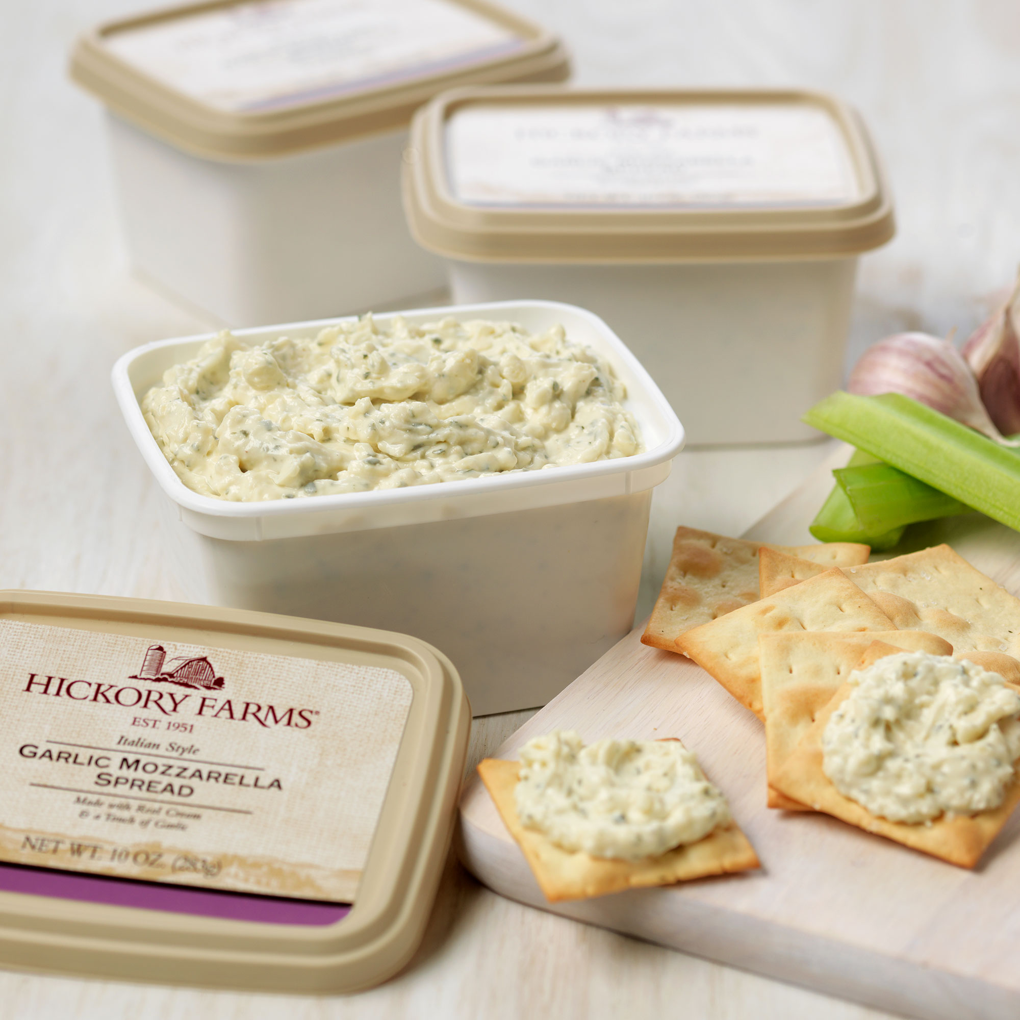 3 10 oz. containers of garlic mozzarella cheese spread