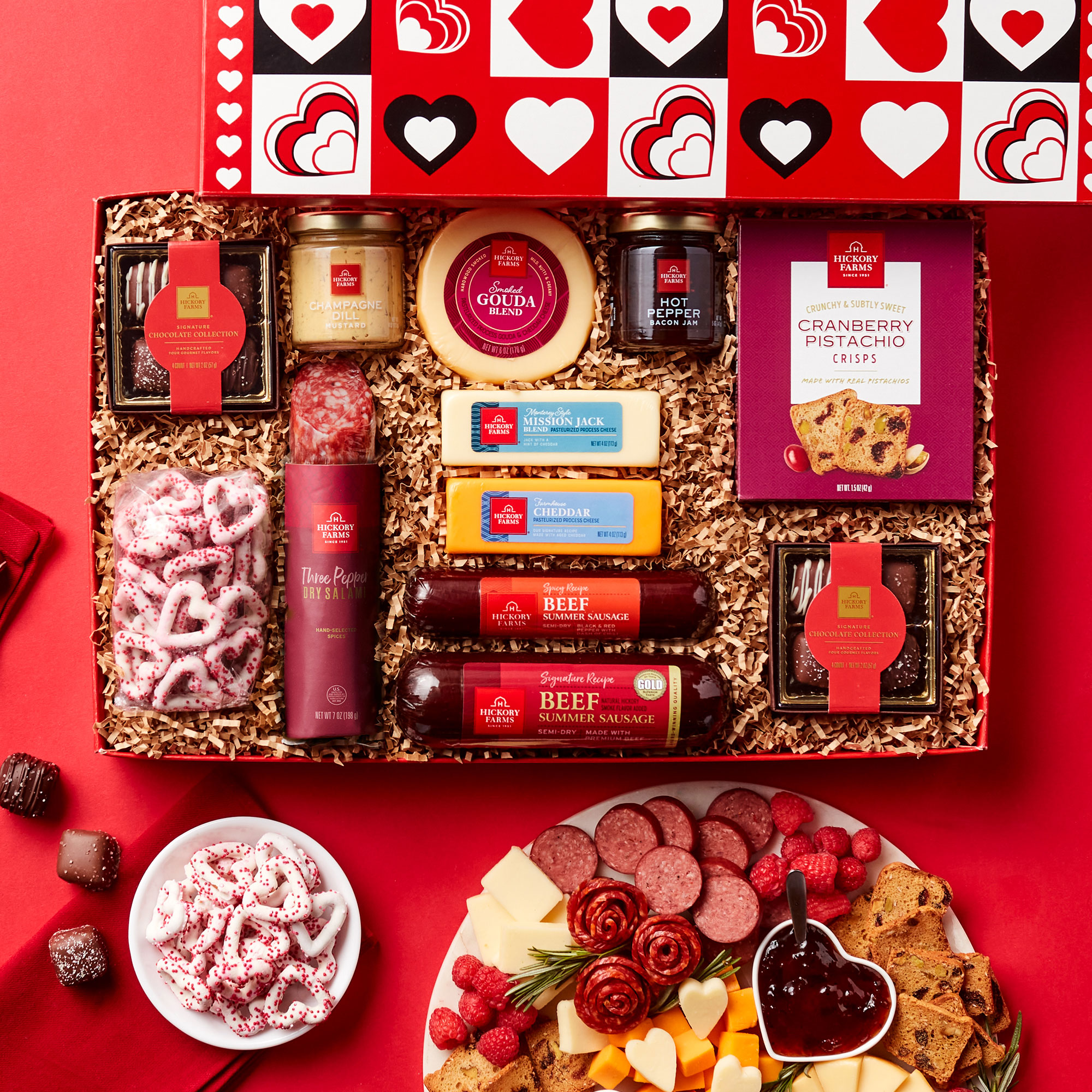 Valentine's Day Charcuterie & Chocolate Gift Box - 84.99 USD | Hickory Farms