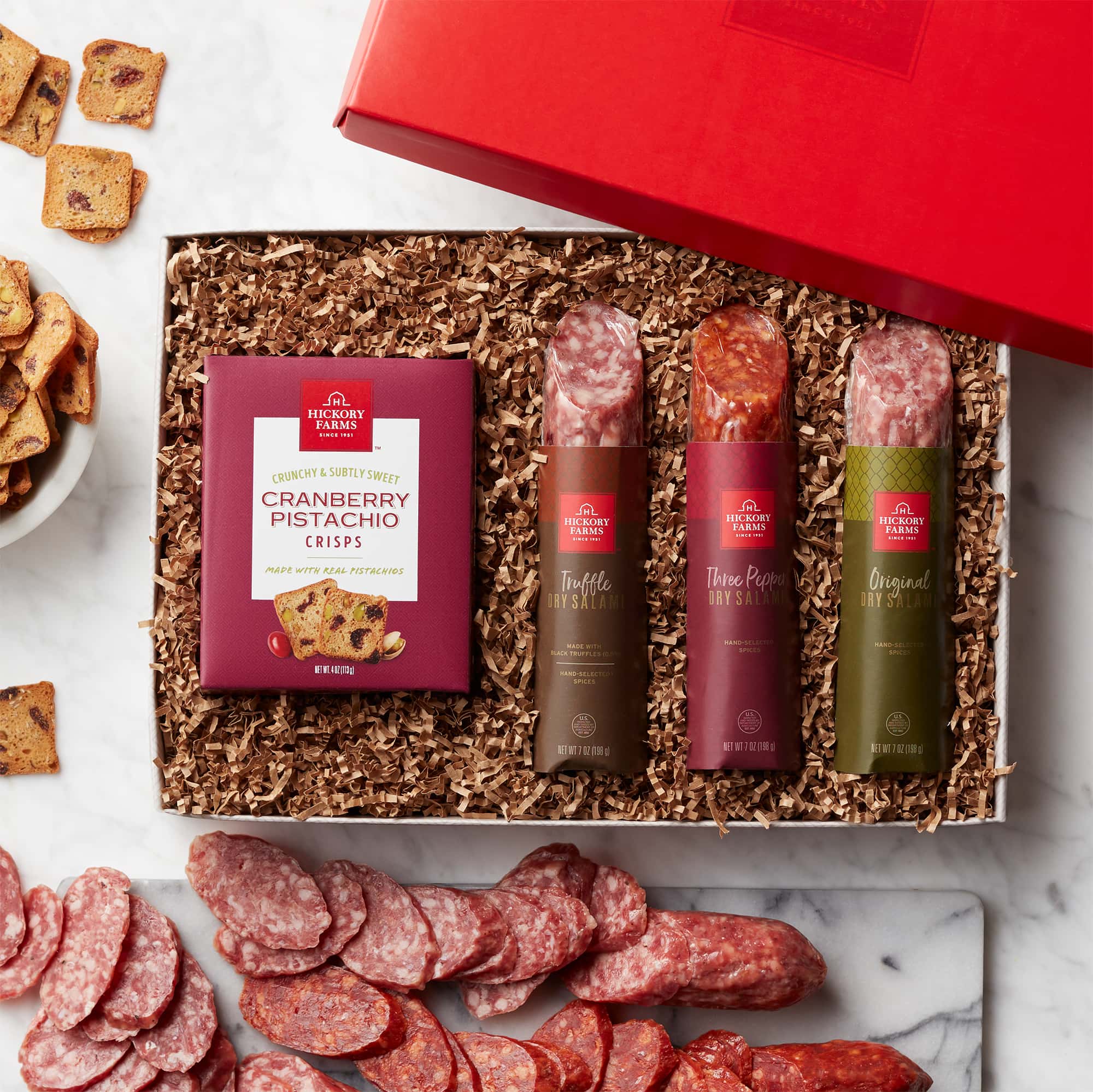Artisanal Salami Flight Gift Box - Salami and Crackers