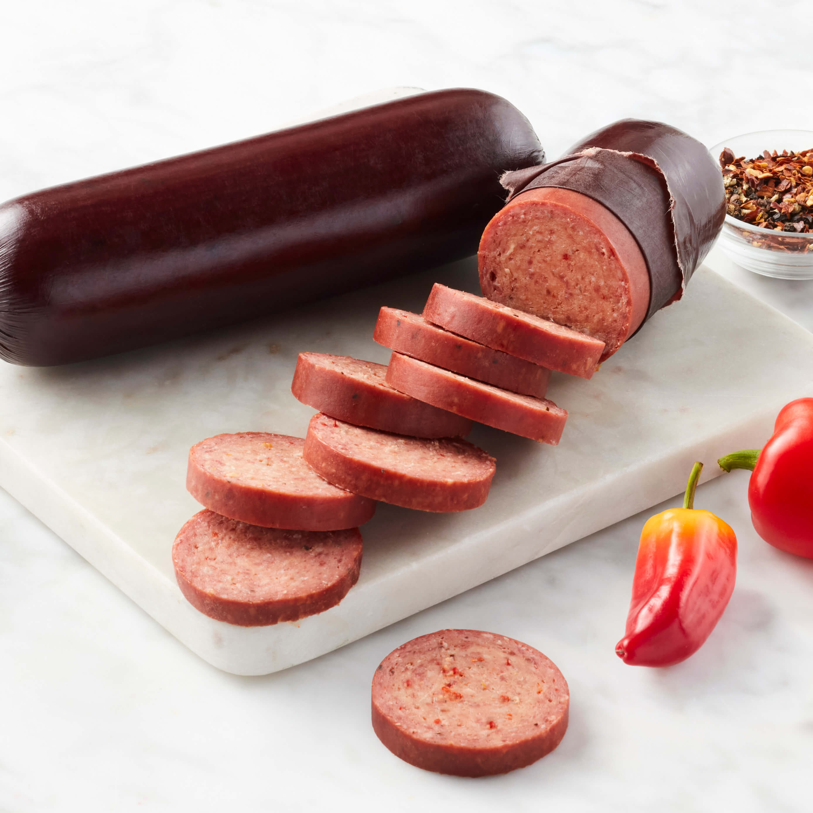 Spicy Beef Summer Sausage sliced