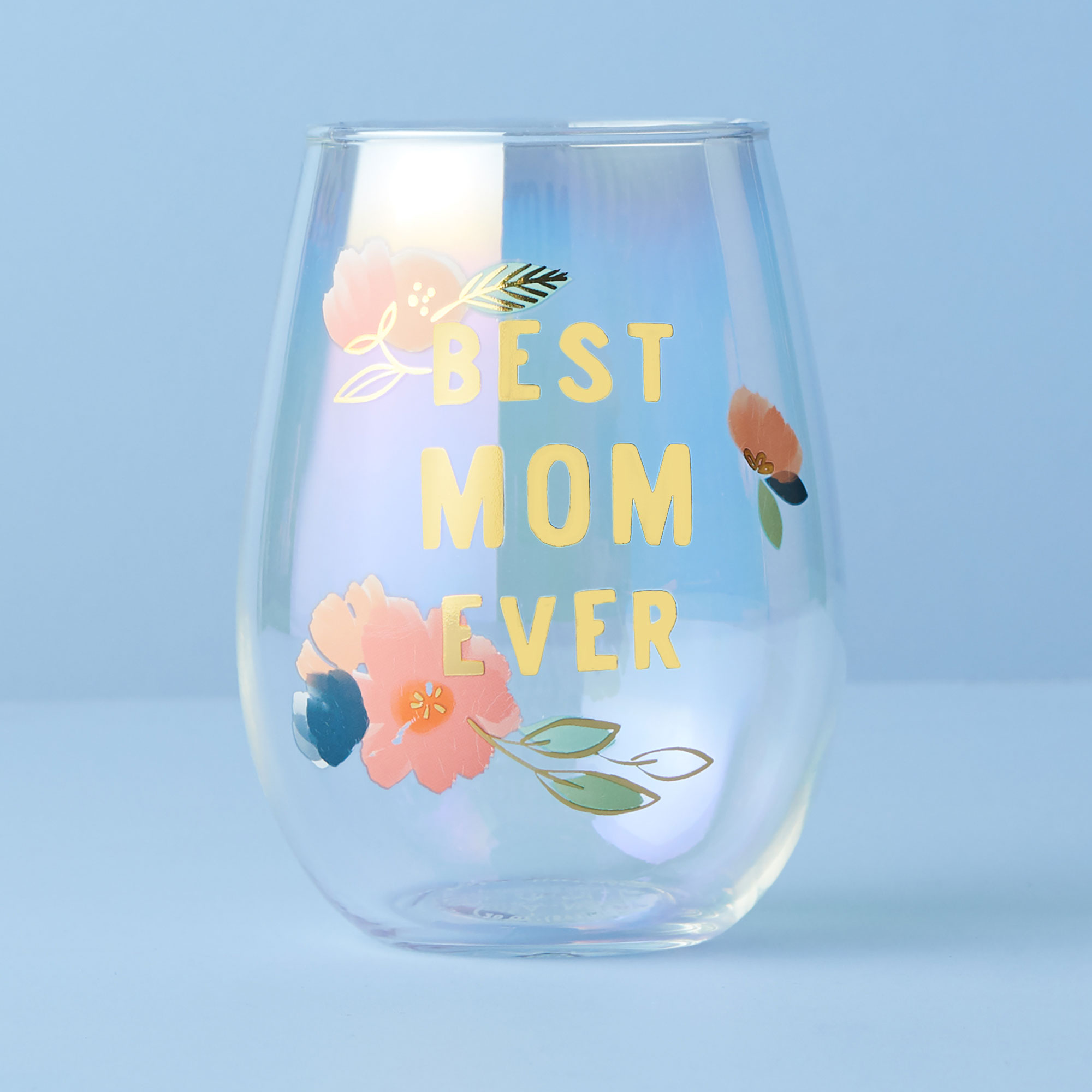 Mother’s Day Stemless Wine Glass ‘Best Mom Ever’ Painted with Box New 