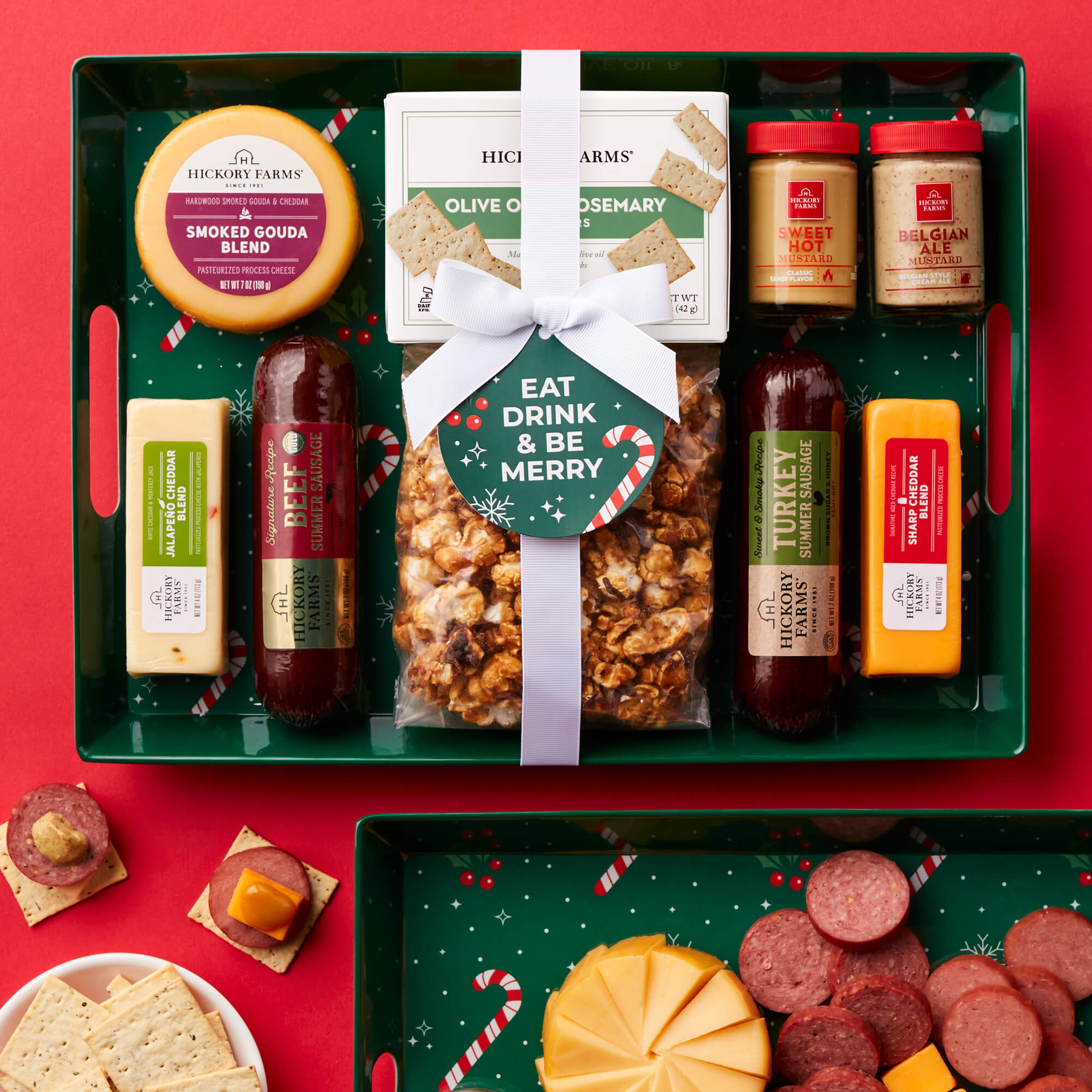 Holiday Meat and Cheese Gift Tray with Summer Sausage and Snacks